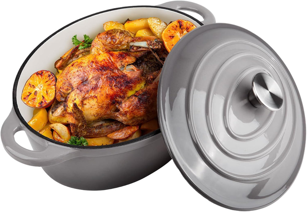 5.5 Quart Oval Enameled Cast Iron Dutch Oven Pot
