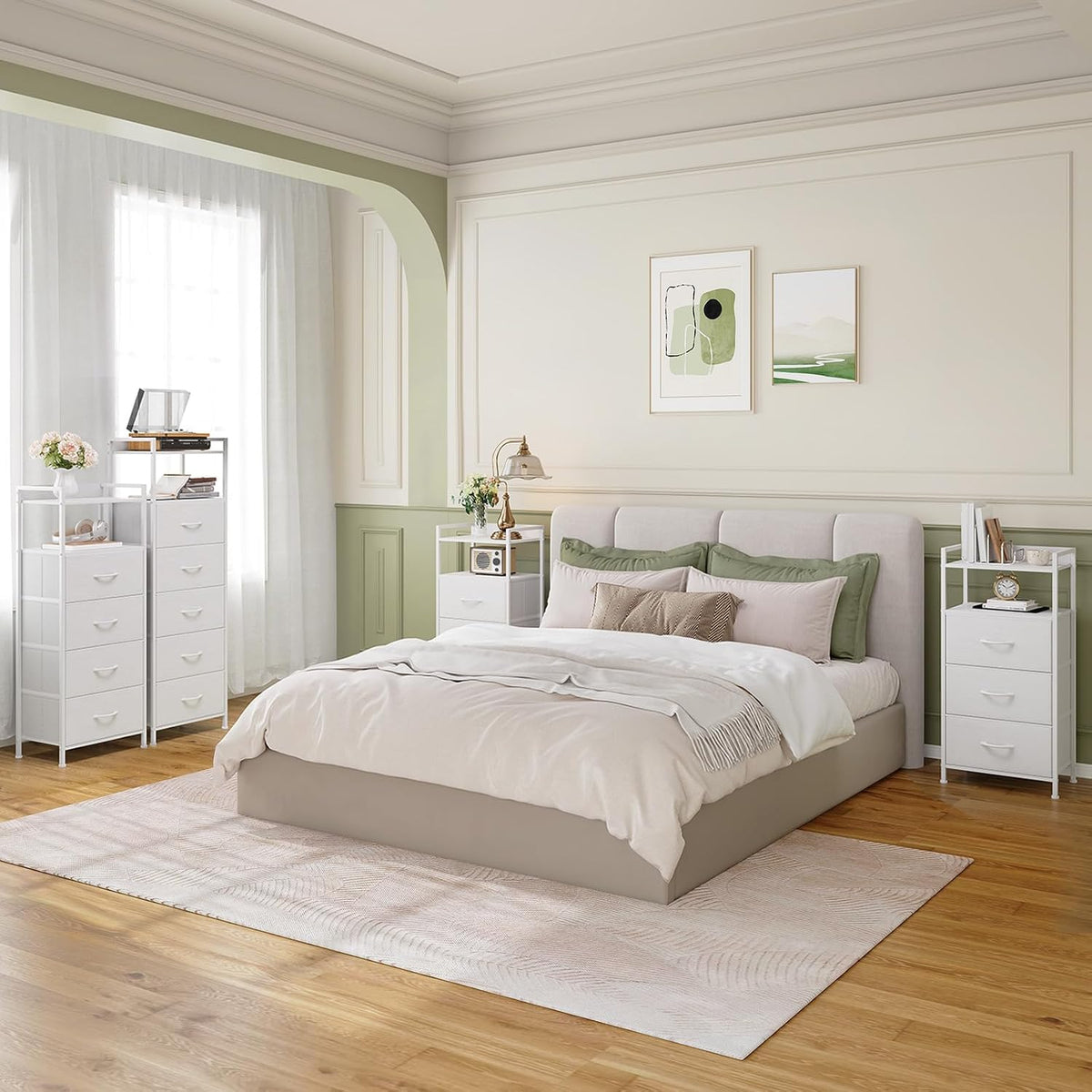 somdot white tall dresser for bedroom with 5 shown in use