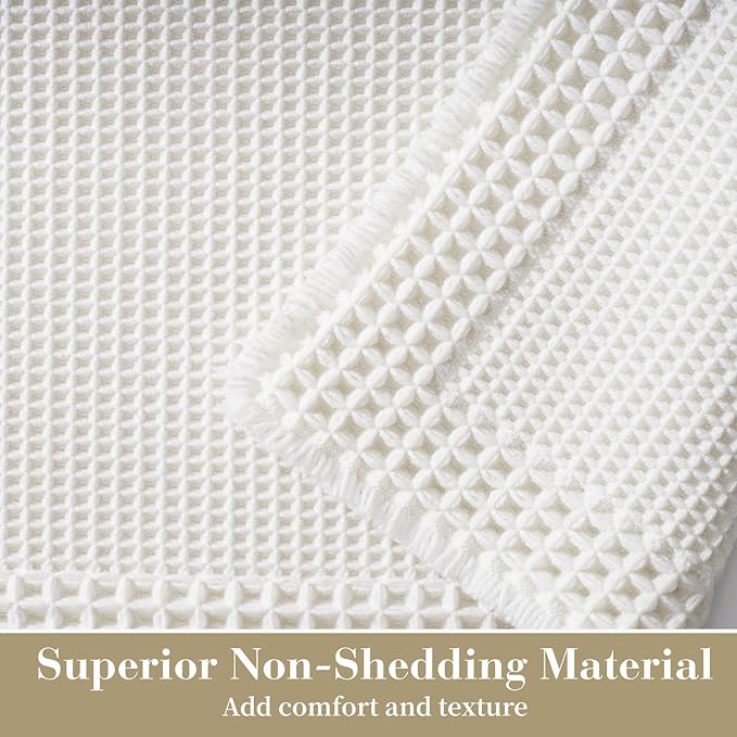 RESARE Waffle Bathroom Runner Rugs, Super Absorbent Bath Mat Non Slip Washable - Image 2