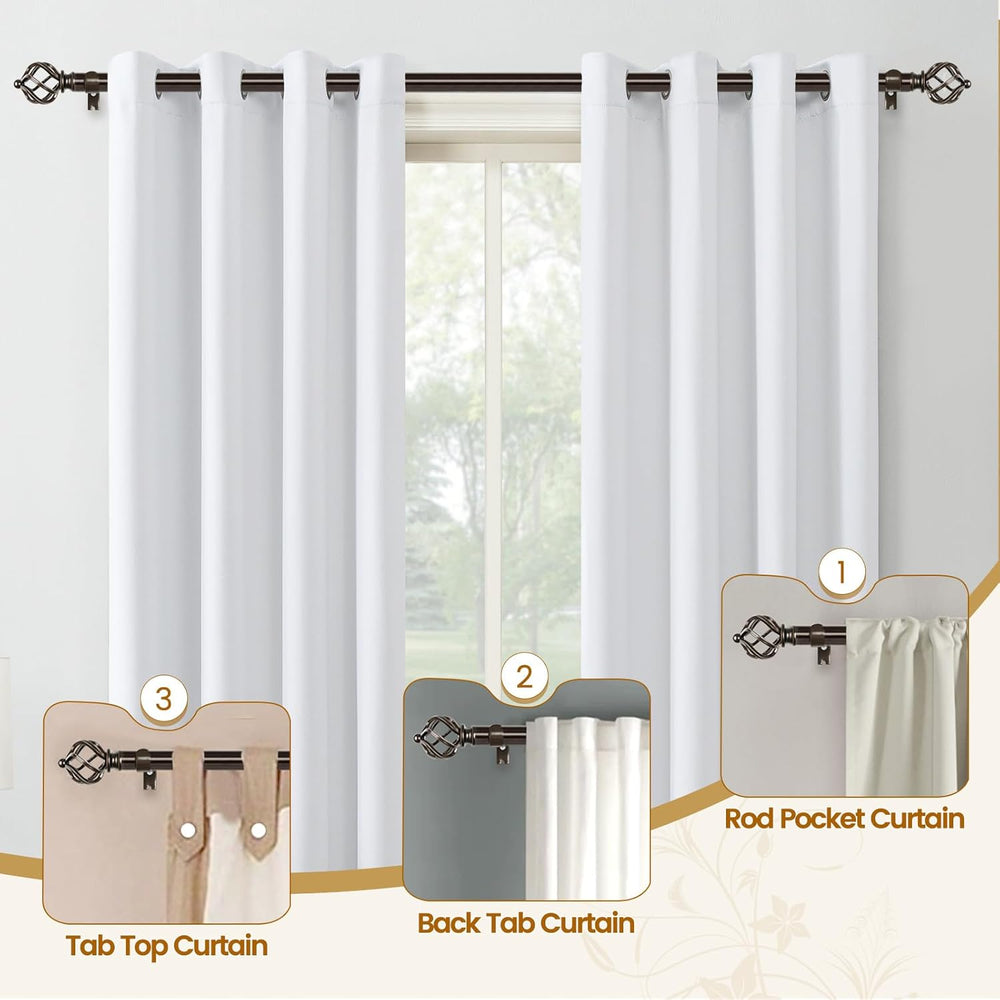 KAMANINA 2 Pack Curtain Rods 32 to 58 Inch, Adjustable Single Rod, Bronze