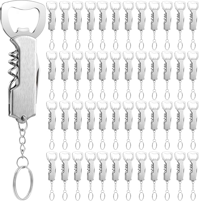 Ziliny 48 Pcs Bottle Opener Keychain Bulk Wine Bottle Beer Opener Keychain by Ziliny
