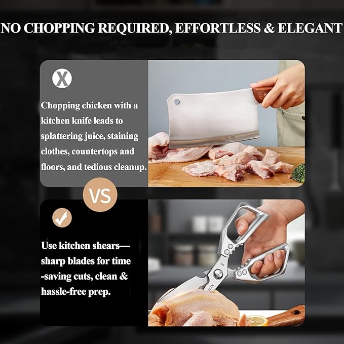 2-Piece Heavy Duty Kitchen Scissors Professional Stainless Steel Meat & Poultry - Image 5