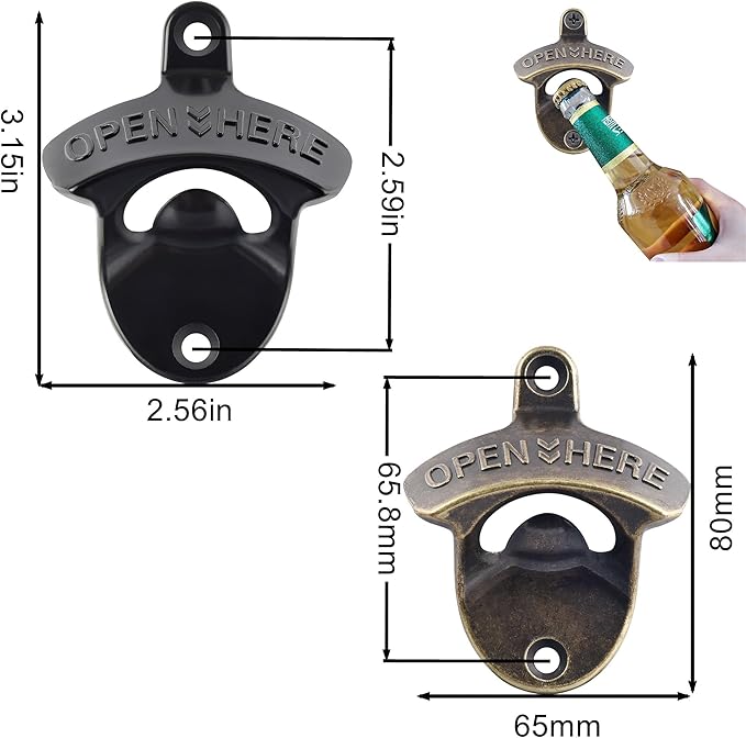 Black Bottle Opener Wall Mounted Rustproof, Vintage Screw in Wall Beer Cap - Image 5