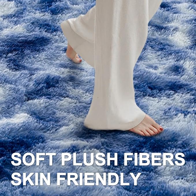 5x7 Ft Blue Shag Rugs for Bedroom Living Room Decor, Ultra Soft Fluffy Furry - Image 5