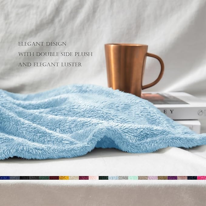 Exclusivo Mezcla Plush Fuzzy Fleece Bed Blanket Twin Size, Super Soft, Fluffy - Image 5