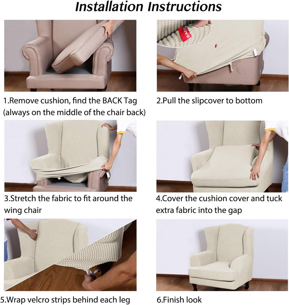 Turquoize Wingback Chair Covers 2 Piece Wing Chair Slipcover Stretch Slipcove...