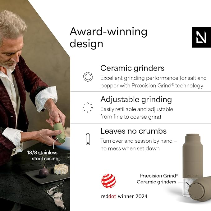 LARS NYSØM Salt and Pepper Grinder Set, Stainless Steel Manual Salt and Pepper - Image 2