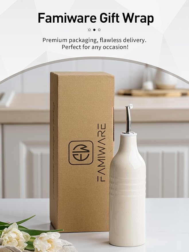 famiware Jupiter 16oz Ceramic Olive Oil Dispenser Bottle, Oil and Vinegar - Image 7