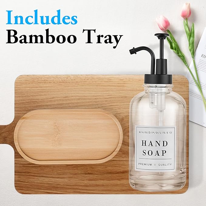 Glass Soap Dispenser with Pump, Countertop Soap and Lotion Dispenser Set of 2 - Image 5