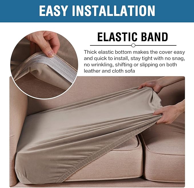 H.VERSAILTEX Velvet Stretch Couch Cushion Cover Plush Cushion Slipcover - Image 4