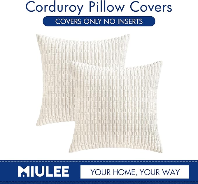 MIULEE Pack of 2 Corduroy Decorative Throw Pillow Covers 20x20 Inch Soft Boho - Image 6