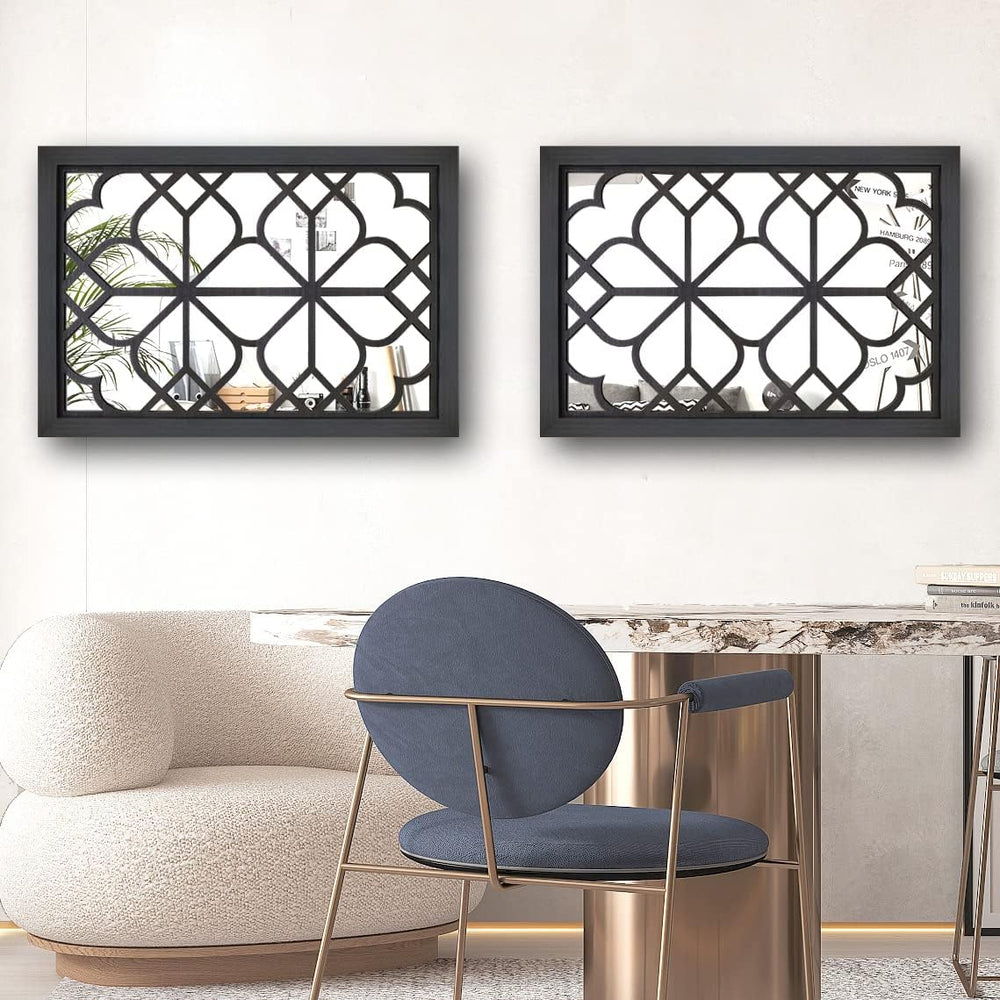 Wocred Set of 2 Rectangular Wall Mirror,Gorgeous Rustic Farmhouse Accent Mirr...