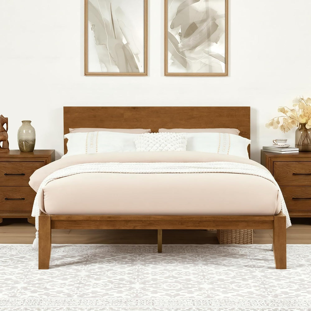 Softa Mikor Queen Japanese Joinery Bed Frame, Solid Wood, No-Tool Setup