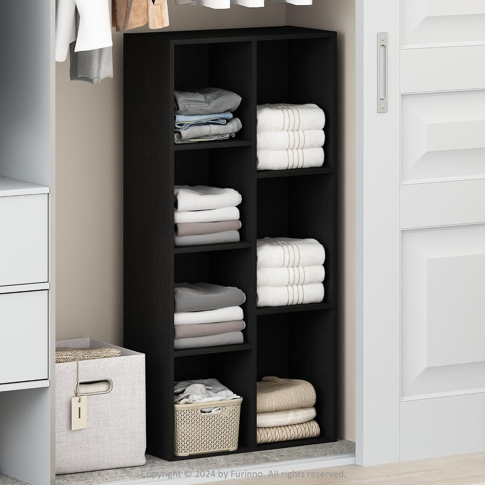 Furinno Reed Closet Organizers and Storage, 7-Cube Closet Organizer, Open Shelf