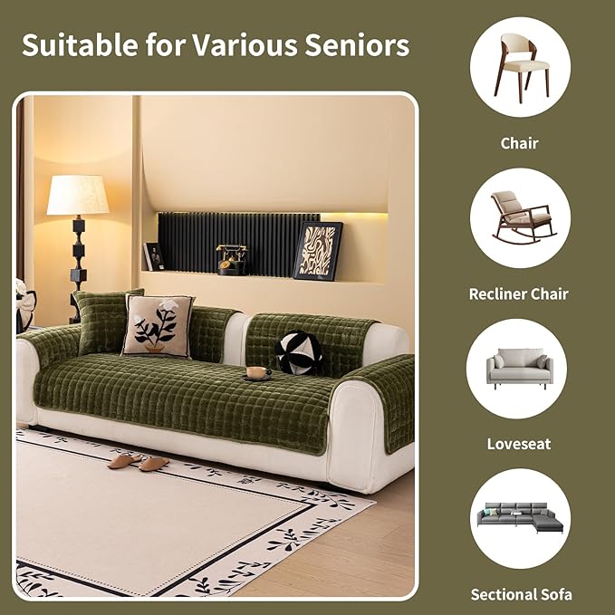 Velvet Couch Cover, Washable Sectional Sofa Cover, Anti Slip Sofa Slipcover - Image 5