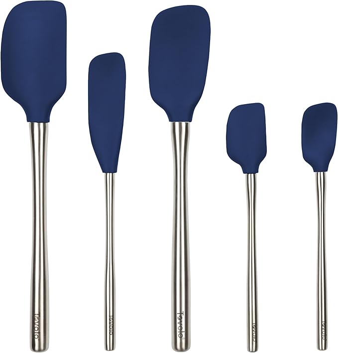 Tovolo Stainless Steel Handled Silicone Spatula Set of 5 Deep Indigo, by Tovolo