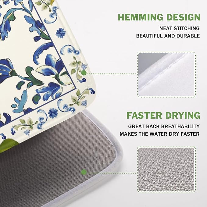 Lemon Dish Drying Mat 18x16 Inch, Italian Olive Tree Dish Drainer Mats Summer - Image 4