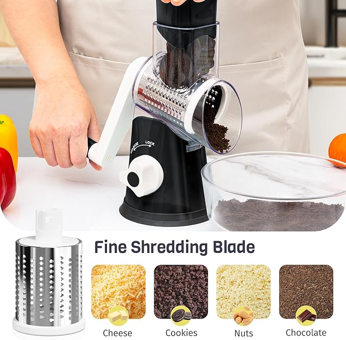 Cheese Grater Hand Crank, Rotary Cheese Shredder - Image 5