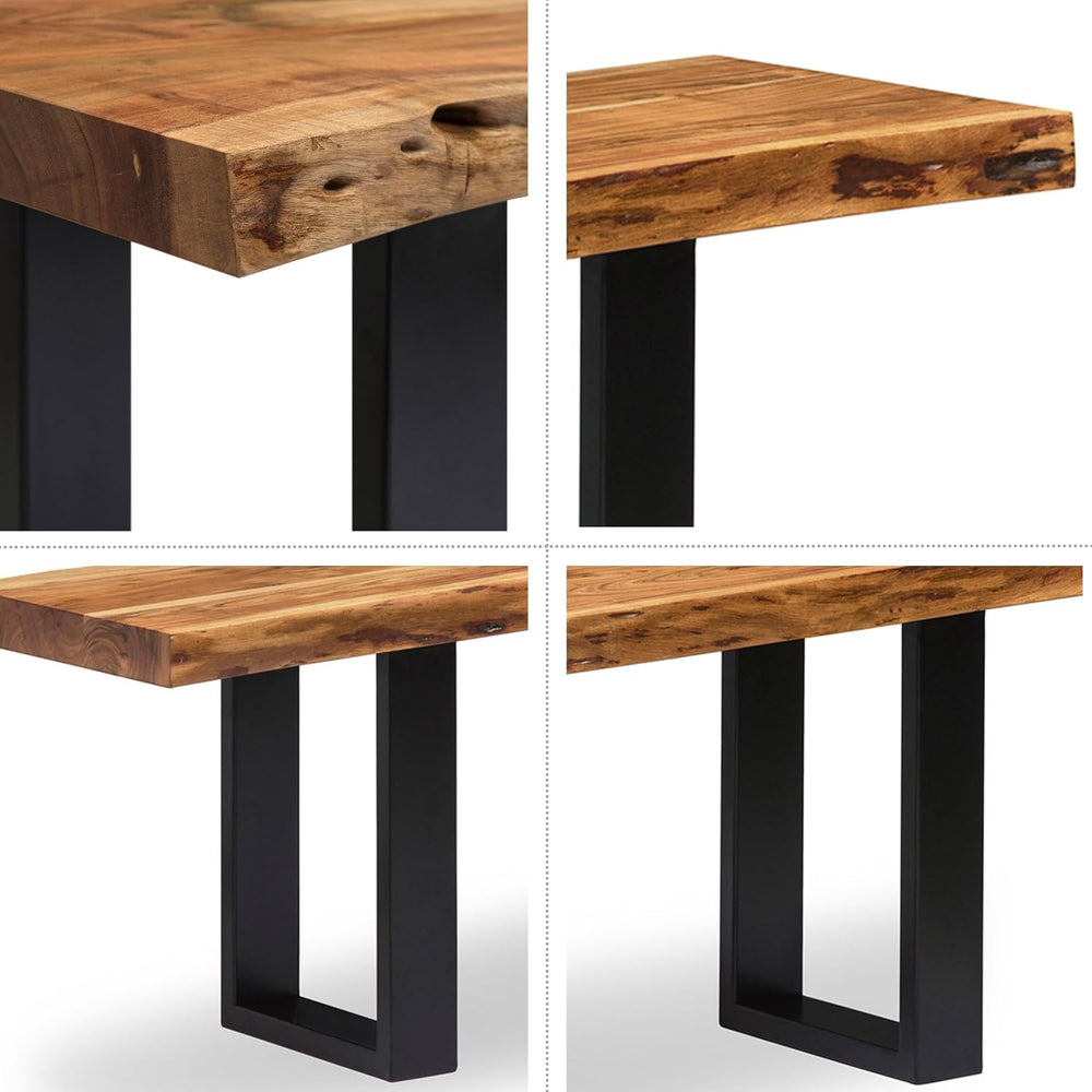 Alaterre Furniture Alpine Live Edge Solid Wood 48" Bench with Metal Legs...