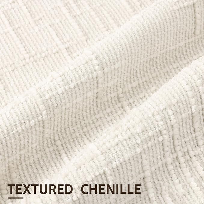 decorUhome Summer Cream White Chenille Throw Pillow Covers 12x20 Set of 2 - Image 2