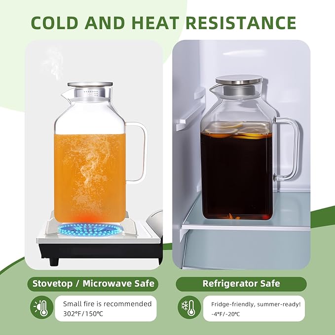Hannadepot Glass Pitcher, 3.6L/122 oz Glass Water Pitcher - Image 3