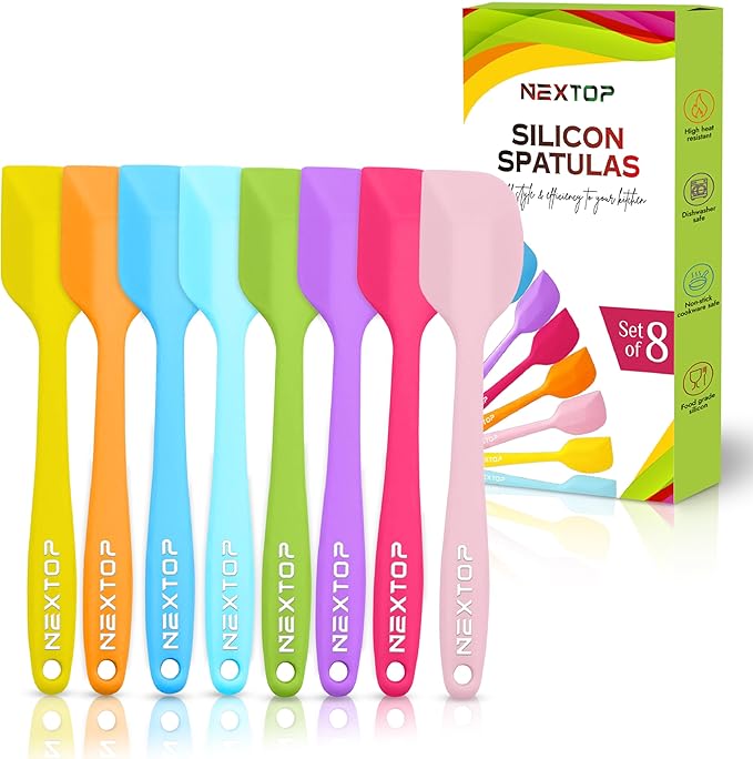 NEXTOP Silicone Spatula 8 Piece Set, Heat-Resistant Non-stick Rubber Spatulas by Nextop