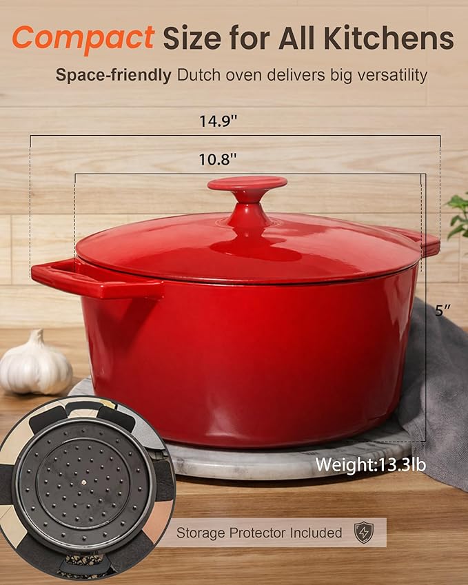 Nuwave 6QT LUX Healthy Enameled Cast Iron Dutch Oven Pot