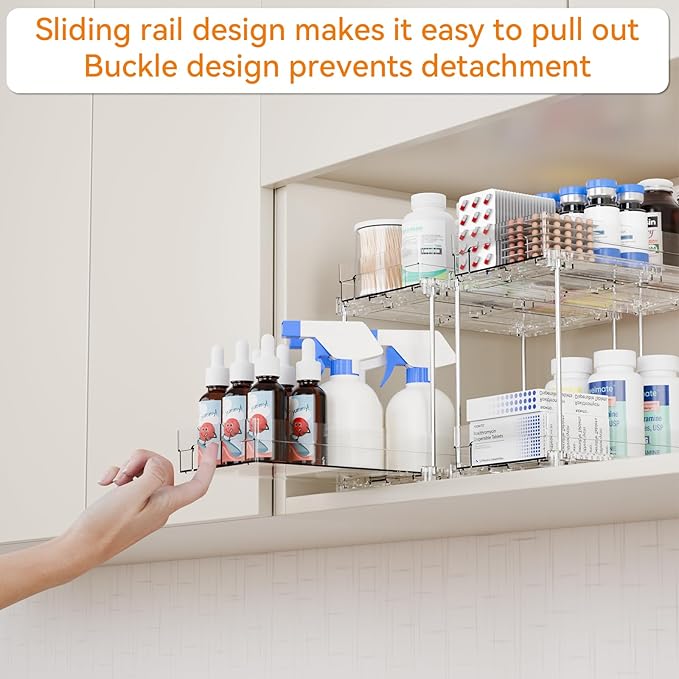 Yieach 2 Tier Pull Out Cabinet Organizer and Medicine Cabinet Storage - Image 6