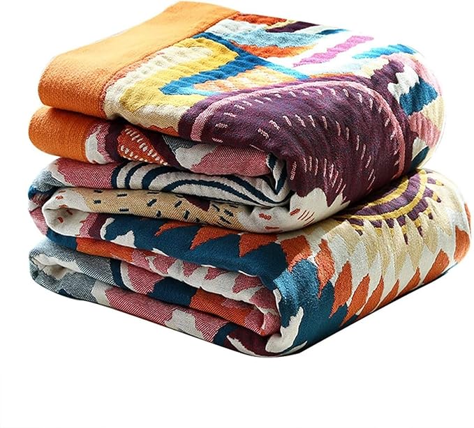 MSGKV Boho Throw Blanket for Bed 60"x80" 100% Cotton Couch Twin Size Blanket by MSGKVHomeTextiles