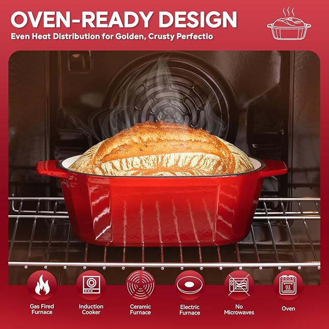 Enameled Cast Iron Sourdough Bread Oven – 3.3QT Dutch Oven