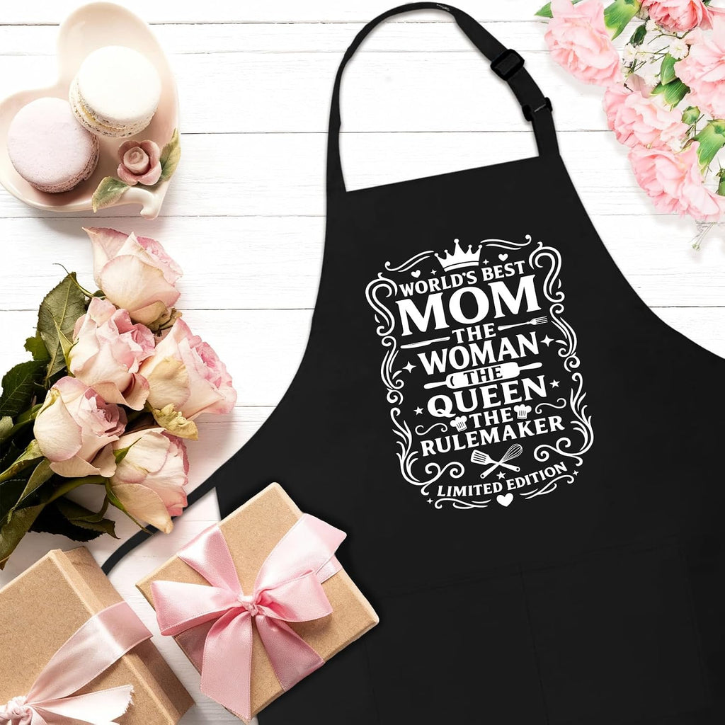 Funny Aprons for Mom, Kitchen Cooking Apron with 2 Pockets for Mother | Cute Baking Apron for Mum, Retirement Birthday Gift for Mother Wife Stepmom