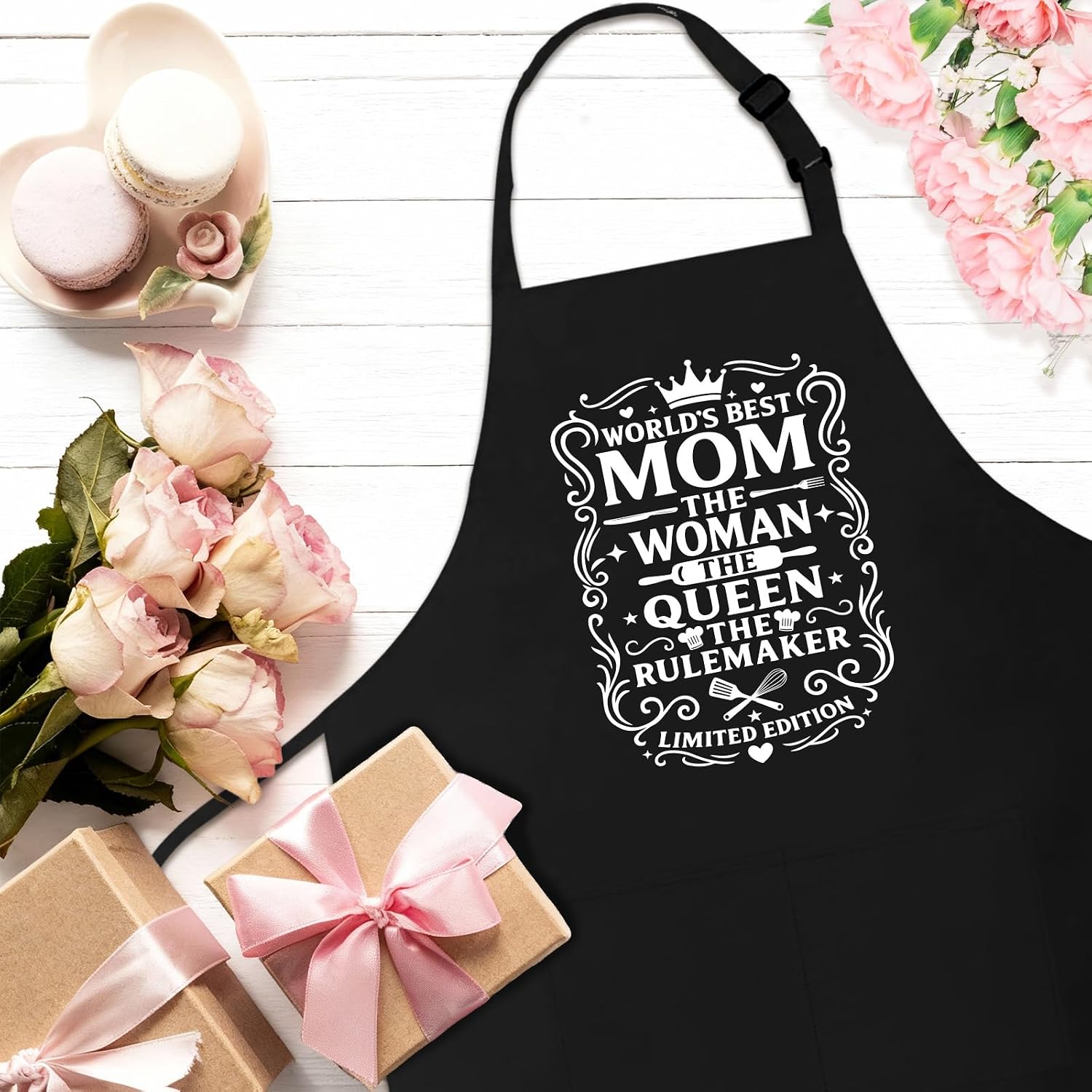Funny Aprons for Mom, Kitchen Cooking Apron with 2 Pockets for Mother | Cute Baking Apron for Mum, Retirement Birthday Gift for Mother Wife Stepmom