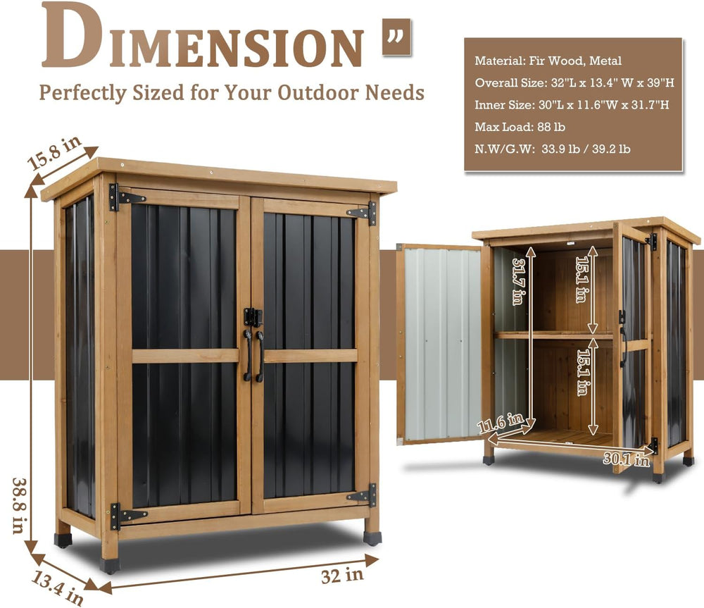 PetsCosset Small Outdoor Storage Cabinet Weatherproof with Lockable Doors