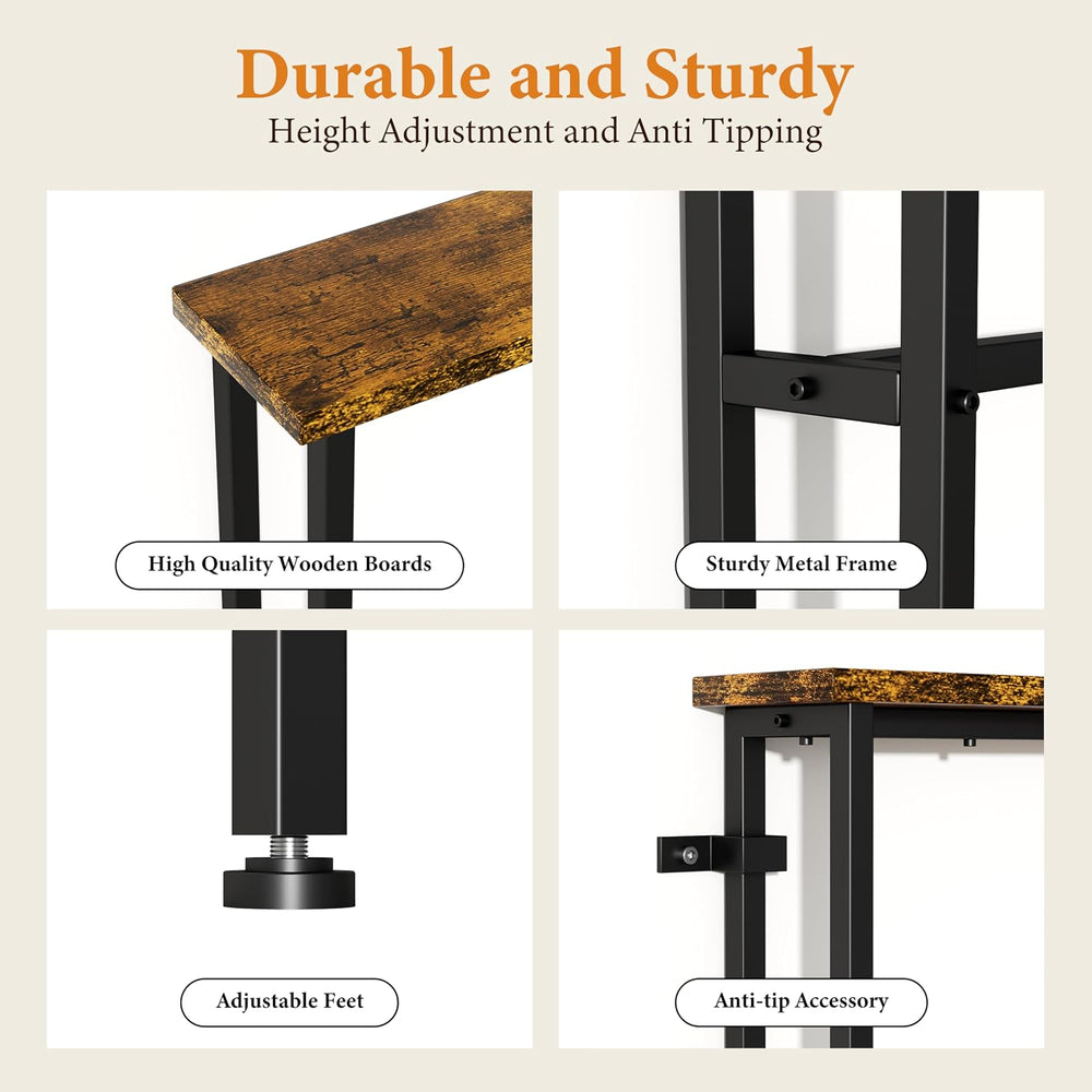 39" Sofa Table Narrow Long with Power Outlets & 2 USB Ports