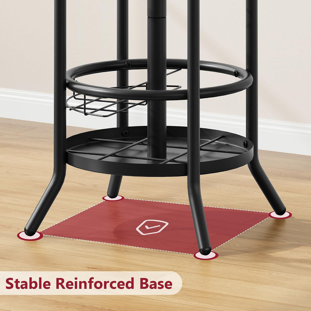 Tajsoon Coat Rack Stand with Umbrella Holder, Coat Tree Freestanding with 16 ...