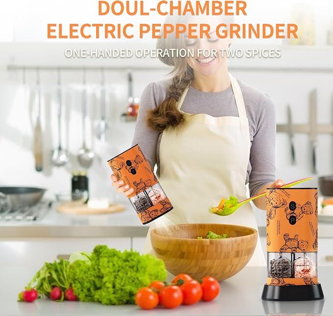 Dual Chamber Salt and Pepper Grinder Set Rechargeable, Electric Pepper Grinder - Image 2