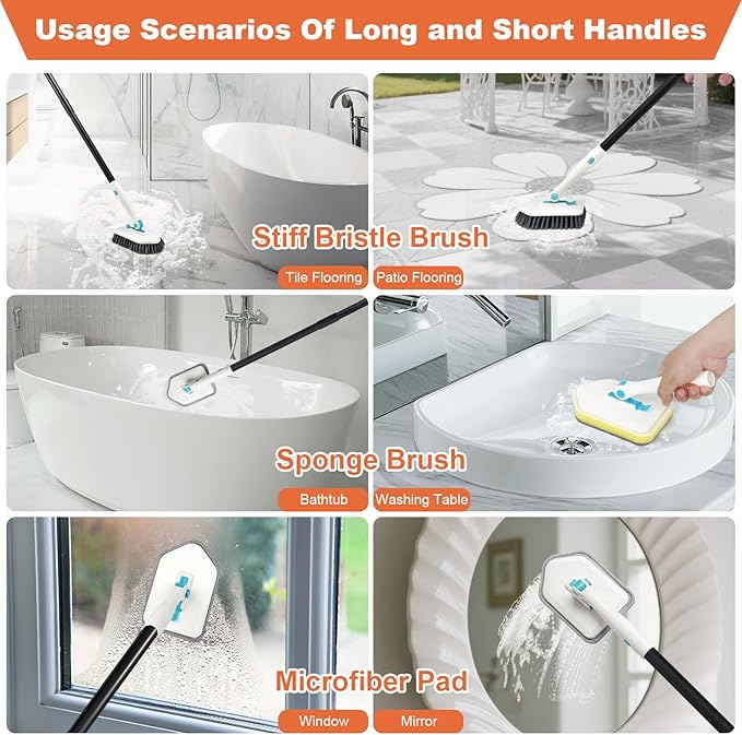 Long Handled Scrub Brush for Shower, 3-in-1 Cleaning Brushes - Image 5