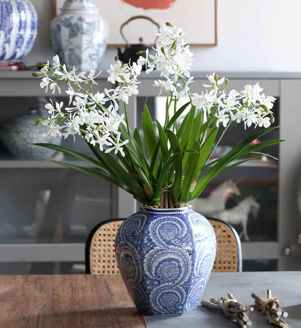 3pcs Artificial Cymbidium Plant & Flower Stems for Greenery Decor