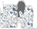 Oven Mitts and Pot Holders Butterfly Flower Vintage Blue Silicone Kitchen by DADABULIU