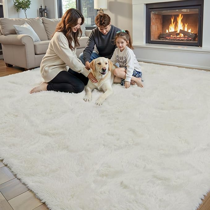 Area Rugs 9x12 Living Room, Shaggy Carpet Soft Plush Furry Bedside Rug Large - Image 2