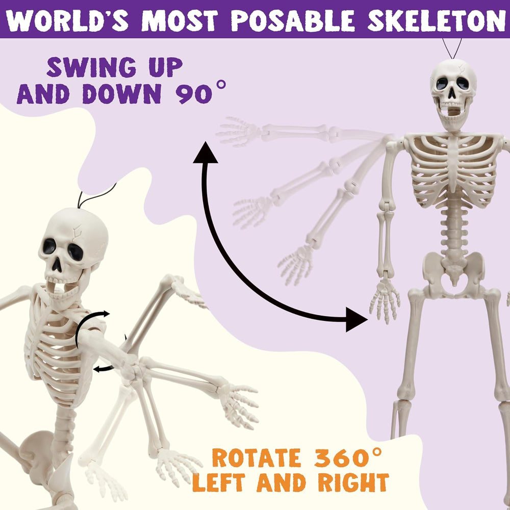 JOYIN 5 PCS Posable Halloween Skeleton Decor 16 Inches, Full Body Posable Joi...