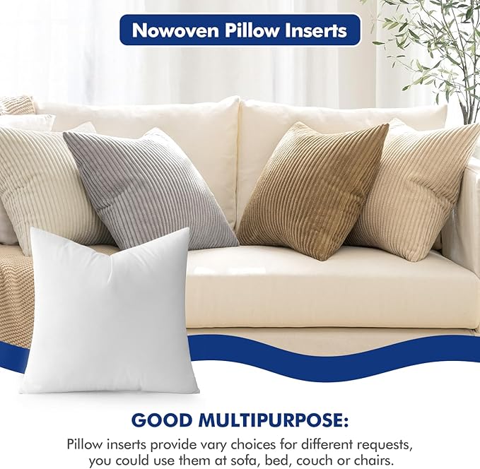 MIULEE Pillow Insert 20x20 Inch, Decorative Square Throw Pillow Inserts - Image 2