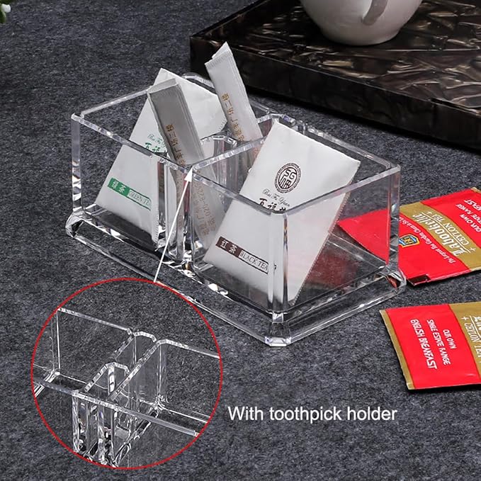 Clear Acrylic Two Lattices Tea Bags Holder Coffee Sugar Bag Case Guest Room - Image 4