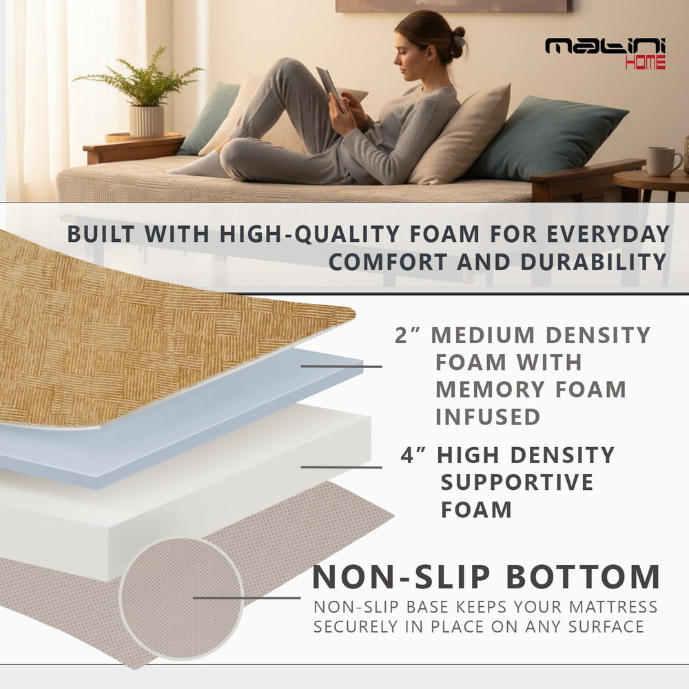 Memory Foam Futon Mattress, Foldout Couch Futon Mattress - 54x80 Full XL (Ses...