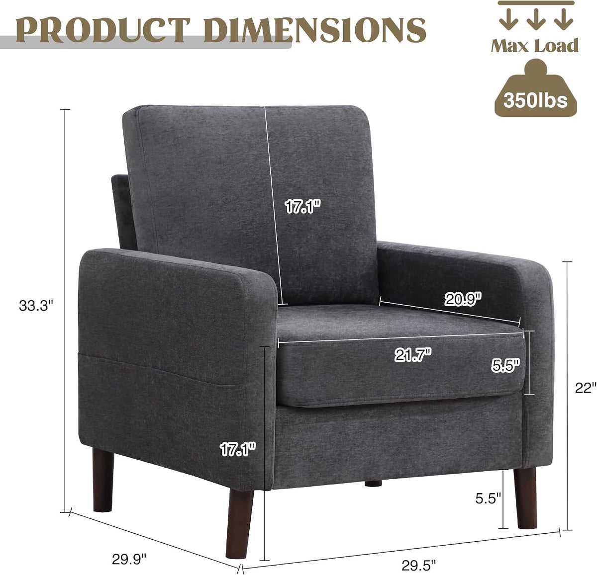 accent chair for living room, modern reading chair shown in use