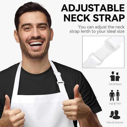 2 Packs White Apron, Adjustable Cooking Aprons, Waterdrop Resistant Kitchen - Image 2