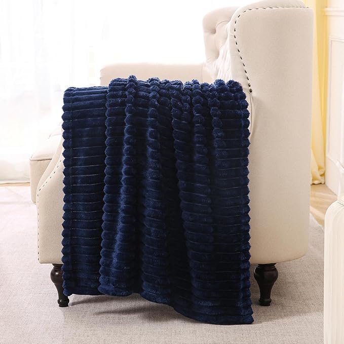 Navy Blue Fleece Throw Blanket 50”×60” - Image 2