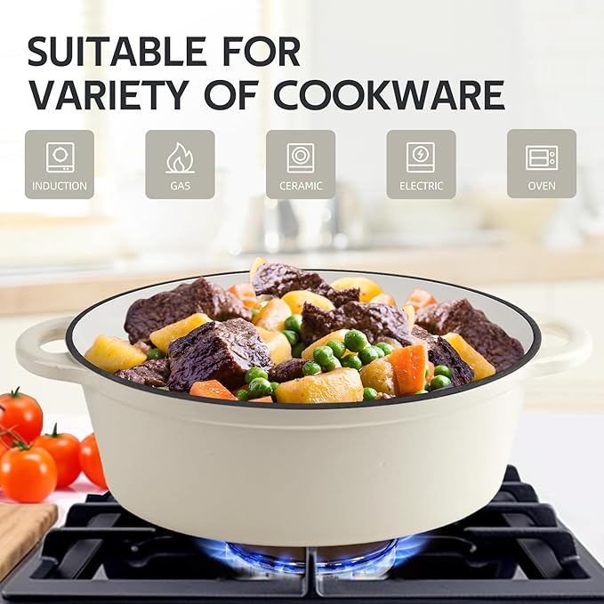 5.5 Quart Oval Enameled Cast Iron Dutch Oven Pot