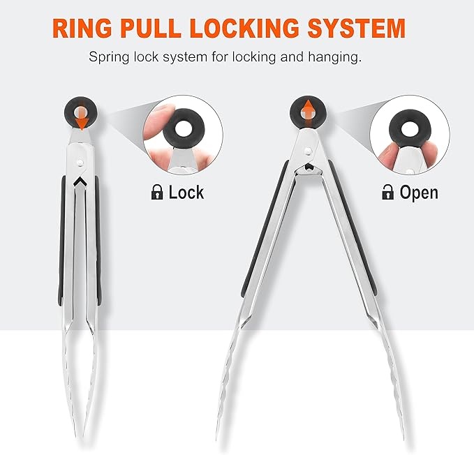 Anaeat 3 Pack 7" Mini Stainless Steel Locking Tongs - Image 4