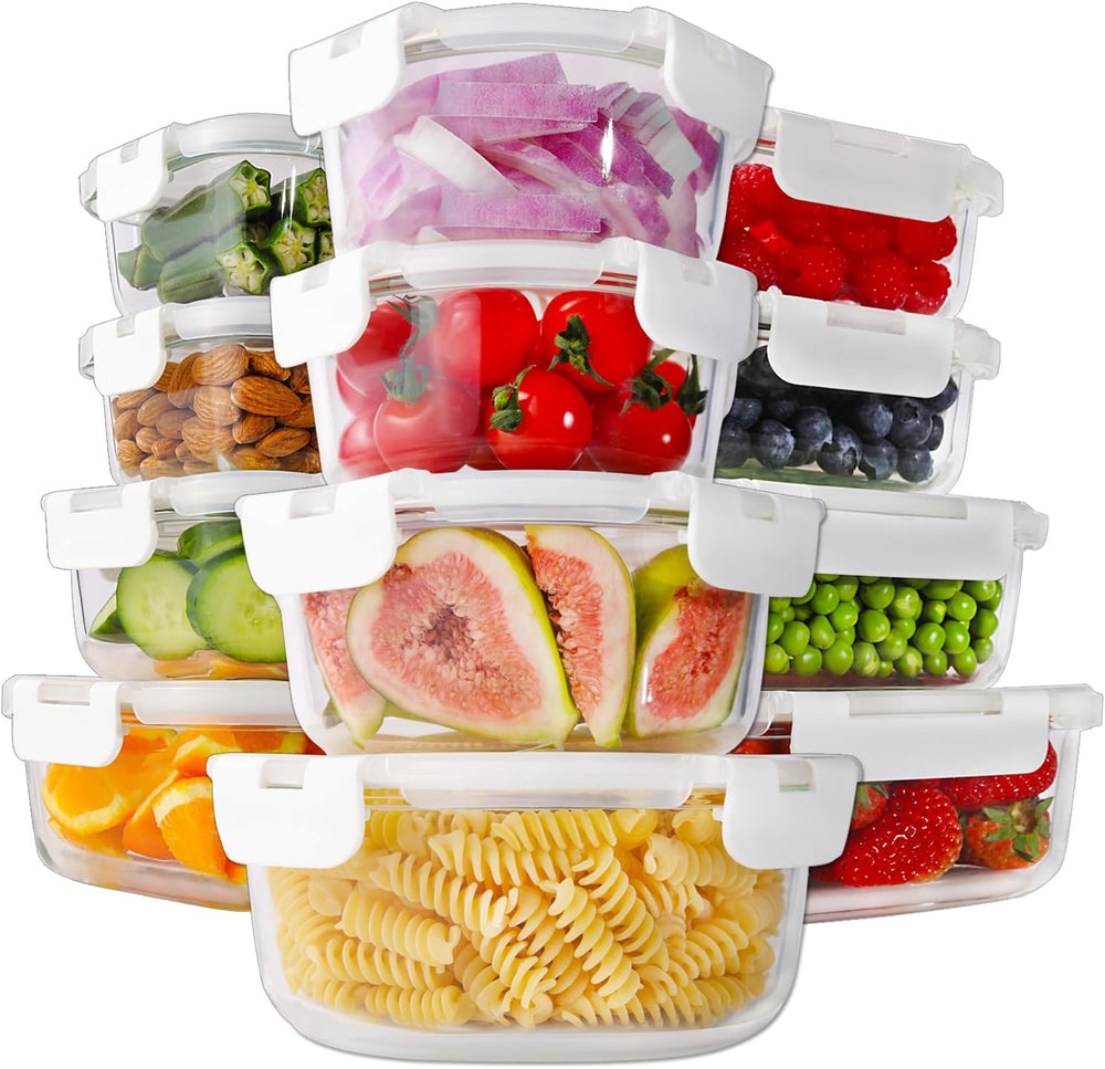 HOMBERKING 24pc Glass Food Storage Containers